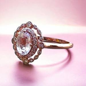 Bague en aquamarine naturelle, argent sterling 925, plaqué or rose 14 carats, vermeil, taille 8, bijou en pierre précieuse, cadeau pour elle - Product Image 2