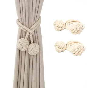 Rope <b>Curtain</b> Ticback <b>Hook</b> Hanger Office Decorative <b>Curtain</b> Tiebacks 2 Pieces Wood & Rope Tieback Tracks & Accessories - Product Image 4