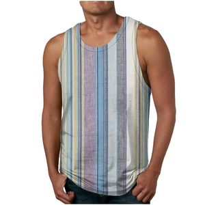 Débardeur Homme Nouvelle Qualité Rayé Imprimé 3D – Idéal pour l'Été, Tenue Décontractée Quotidienne, Vacances, Gilet Ample et Confortable - Product Image 3