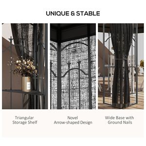 Abri de jardin d'angle 3x3,6m avec étagères, double toit, auvent extérieur et moustiquaire pour villas et cours, disponible en gris - Product Image 4