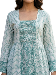 Bohemian Long Sleeve Maxi <b>Dress</b> With Paisley Print Tiered <b>A</b>-<b>Line</b> Square Neck Loose Fit Summer Casual <b>Dress</b> For Women - Product Image 3