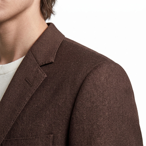 Blazer Deportivo Marrón Castaño para Hombre, Solapa con Muescas, Dos Botones, Tejido Twill, Bolsillos con Solapa, Borde con Costuras, Chaqueta para Citas Nocturnas - Product Image 4