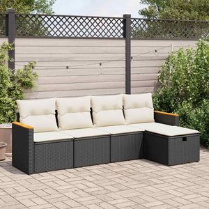 Conjunto de Sofás de Jardín en Blanco Crema y Negro - Product Image 1
