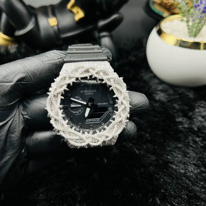 Montre de luxe unisexe en argent avec cadran noir, sertie de moissanite et de diamants, mouvement à quartz analogique et numérique, style hip-hop, idéale comme cadeau - Product Image 1
