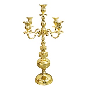 Wholesale Price Gold Shiny Candelabra 5 Arms <b>Candle</b> Holder High Quality Aluminum Handmade Candelabra for Wedding Centerpieces - Product Image 1