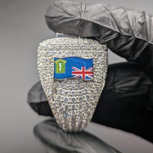Custom Initial <b>Ring</b> VVS Moissanite Diamond <b>Iced</b> Out <b>Ring</b> Enamel Country Flag Hip Hop Signet <b>Ring</b> - Product Image 5