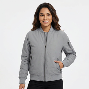 Men's Gray Jacket With Orange Lining Windproof Zipper Closure Casual Style Polyester <b>Material</b> Autumn Wear - Product Image 4