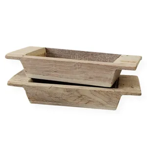 Plateau vintage en bois Khaliya, polyvalent, pour serviettes de salle de bain, fruits secs, bougies, verres, présentoir à fleurs, style ferme, maison, hôtel - Product Image 1