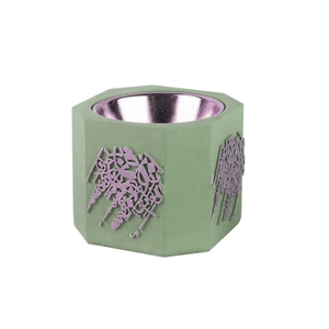 Brûleur d'encens en béton de luxe avec calligraphie arabe, coupelle métallique rose poudré, hexagonal, Mubkhar, brûleur de Bukhoor, décoration d'intérieur - Product Image 4