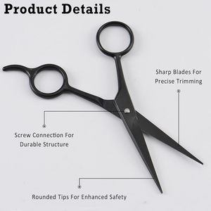 Professional Stainless Steel <b>Beard</b> & Mustache <b>Scissors</b> Shears Precise Trimming Facial Hair Eyebrows Grooming Tool Black - Product Image 2