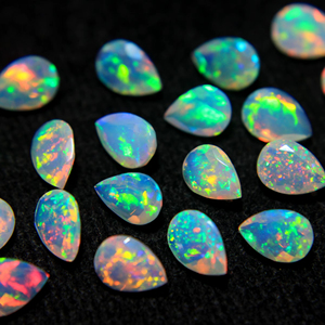 Natural Ethiopian Opal Faceted Cut Pear Shape Gemstone Multi Color Opal October Birthstone Rainbow Fire Opal For Jewelry Making - Product Image 1