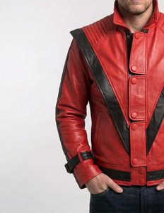 Chaqueta de Cuero Retro Roja y Negra Premium para Hombre, Estilo Pop de los 80, Corte Ajustado, Chaqueta de Motero, Moda, Cosplay, Ropa Casual, Venta al Por Mayor Personalizada - Product Image 5