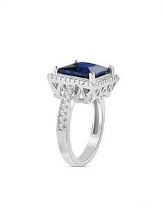 Elegante Anillo de Plata de Ley 925 con Zirconia Azul Corte Princesa y Engaste de Garras, Joyería de Piedra Cuadrada para Compromiso de Mujer - Product Image 2
