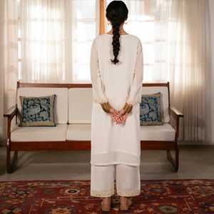 2PC Women's <b>Chiffon</b> Zari Suit PS5082 Elegant Set Design - Product Image 1