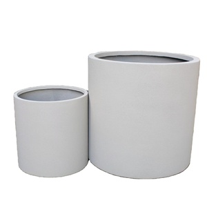KNT FRP Handmade Hand Carved Fiberglass Classic Farmhouse Style Round Flower Pot <b>Planter</b> Drainage Hole Strong Lightweight Floor - Product Image 1