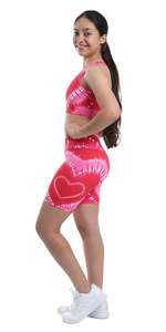 Shorts de sport pour femmes à taille basse, motif floral rose, respirants, en coton et élasthanne tricotés, séchage rapide, avec cordon de serrage, tenue active, coupe classique - Product Image 2