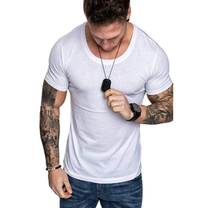 <b>Men's</b> Blue Short Sleeve Casual T-<b>Shirt</b> Solid Color V-Neck 100% Cotton Knitted Breathable Summer Wear - Product Image 3