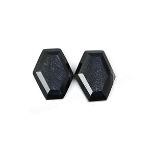 Obsidiana Negra Natural en Forma de Hexágono, Corte Escalonado, Alto Pulido, 10x16mm, Cabujón Suelto para Joyería, Juego de Colgantes y Pendientes - Product Image 2