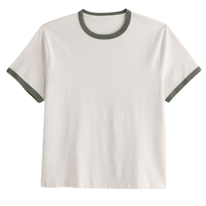เสื้อยืดคอกลมแบบเรียบง่าย แต่งขอบตัดสี ยูนิเซ็กซ์ ผ้าฝ้าย 100% สไตล์วินเทจ สตรีทแวร์ รับผลิตแบบ OEM แบรนด์ส่วนตัว ขายส่ง - Product Image 1