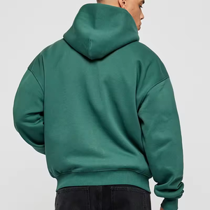 Sudadera con Capucha Verde para Hombre, Cierre de Cremallera, Felpa, Corte Regular, Color Sólido, Otoño, Tejido de Algodón Transpirable - Product Image 5