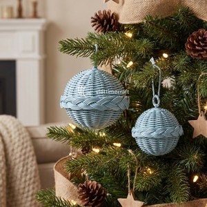 Adorno Navideño de Bola de Mimbre, Decoración Redonda Colgante, Estilo Rústico para Árbol de Navidad, Decoración para el Hogar - Product Image 4
