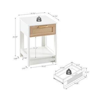 Tavolino Moderno in Rattan da 40 cm con Cassetto, Elegante Comodino per Camera da Letto o Soggiorno - Product Image 4