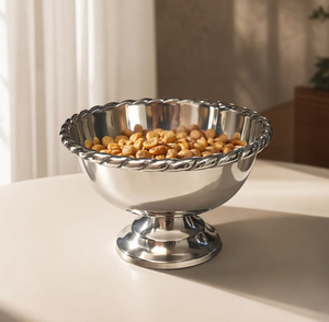 Tazón de Metal Plateado Hecho a Mano para Aperitivos, Dulces y Ensaladas, para Fiestas y Uso en la Mesa del Comedor, Estilo Americano de Lujo - Product Image 3