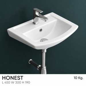 Lavabo de Pared Rectangular con Grifo Cromado de un Solo Orificio, Diseño Minimalista para Baño - Product Image 2