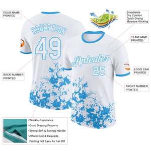 Camiseta de Fútbol Sublimada Personalizada, Diseño con Salpicaduras Blancas y Azules, Cuello Redondo, Manga Corta, Poliéster que Absorbe la Humedad, Uniforme Deportivo Unisex - Product Image 2