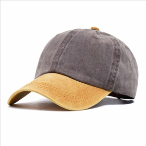 Unisex Cotton Baseball Cap 6-Panel Washed Gray Yellow Brim Adjustable Fitted Casual Spring <b>Summer</b> <b>Hat</b> - Product Image 1