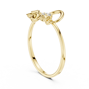 Anillo Minimalista en Forma de Flor de Oro Amarillo Sólido de 10k, 14k, 18k con Diamantes Cultivados en Laboratorio de Corte Redondo, Anillo de Boda Clásico, Regalo para Ella - Product Image 4