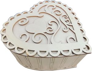 <b>Heart</b>-<b>Shaped</b> Wooden Jewelry <b>Box</b> with Intricate Carved Design Decorative Storage Organizer for Accessories Gifts - Product Image 3