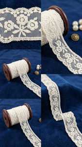High Quality Premium White Organza Glass Nylon <b>Lace</b> Trim - Floral Vine Scalloped Embroidered Border for Bridal Wear, Apparel - Product Image 6