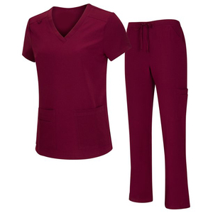 Conjunto de Uniforme de Enfermera para Mujer con Blusa de Cuello en V, Pantalones Tipo Jogger, Tela Suave e Impresión de Logotipo Personalizado - Product Image 2