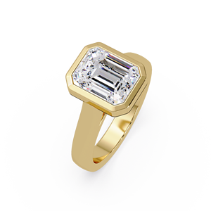 Bague de fiançailles moderne en or pur 14 carats avec diamant solitaire taille émeraude cultivé en laboratoire, bijoux fins, alliances pour femmes - Product Image 2