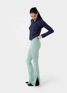 High Waist Full Length <b>Flared</b> Leg Yoga <b>Leggings</b> Solid Color Seamless Spandex Nylon Women Pants - Product Image 2