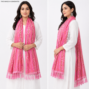 Dupatta long fait main pour invités de mariage, écharpe de bienvenue pour cérémonie nuptiale, réception, tenue ethnique festive - Product Image 5
