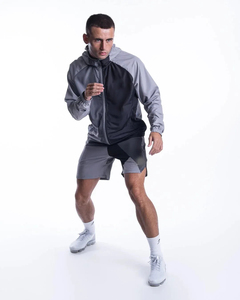 Men Hooded Casual Solid Windbreaker Tracksuit Short Set <b>Lightweight</b> Training <b>Jacket</b> Drawstring Shorts Breathable <b>Running</b> - Product Image 1