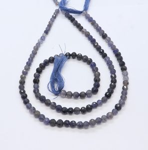 Cuentas redondas facetadas de iolita natural de 4-5 mm, cuentas redondas de piedra preciosa de iolita, iolita natural con tonalidades para la fabricación de joyería al por mayor. - Product Image 1