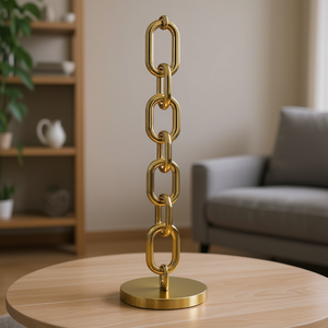 Modern Brass Acrylic Chain Link Sculpture <b>Decorative</b> <b>Accent</b> for Home Coffee Table Bookshelf - Product Image 3