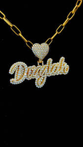 Hip Hop Personalized <b>Name</b> Plate <b>Pendant</b> Bling Cursive Letter Initial <b>Necklace</b> Custom Heart <b>Name</b> <b>Necklace</b> for Women Jewelry - Product Image 5