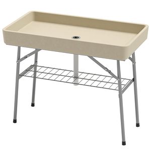 Tavolo Pieghevole da Esterno 3.4ft con Vano di Scarico e Riempimento, Mensola Refrigerante per Bevande per Feste o Attività all'Aperto - Product Image 1