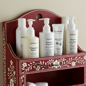 Red Wooden Wall Organizer – Compact Bathroom & Home Storage <b>Shelf</b> Red Wooden Hanging <b>Shelf</b> - Product Image 5