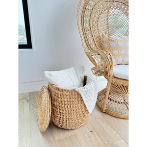 Handwoven Bohemian Water Hyacinth Ottoman <b>Stool</b> Ottoman With <b>Storage</b> for Living Rooms, Bedrooms from Vietnam - Product Image 4