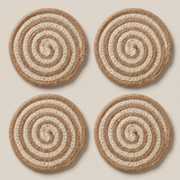 Sous-verre rustique en jute tressé de 5 pouces, fait main, résistant à la chaleur, écologique, support de tasse, dessous de plat décoratif pour maison de campagne