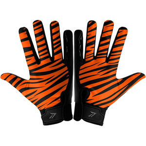 Gants de football américain pour hommes et jeunes, paume enduite de silicone haute adhérence, sangle de poignet pour un ajustement sécurisé, faible MOQ, fournisseur en gros - Product Image 5