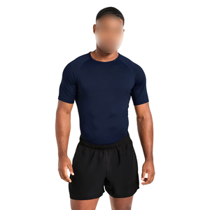 Conjunto Deportivo 2026 Azul Marino: Camiseta de Compresión y Pantalones Cortos Negros de Secado Rápido y Transpirables para Gimnasio, Fitness y Entrenamiento - Product Image 1