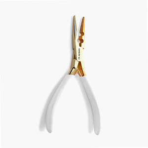 Pince à extensions capillaires professionnelle en acier inoxydable plaqué or de haute qualité pour anneaux et perles - Product Image 1