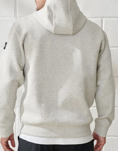 เสื้อฮู้ดผู้ชายสีดำทรงโอเวอร์ไซส์ ผ้าฝ้ายเฟรนช์เทอร์รี่ สีพื้น สวมใส่สบายๆ สำหรับฤดูใบไม้ร่วง ดีไซน์กระเป๋าซิปด้านหน้าแบบถัก - Product Image 3