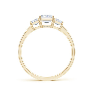 Anillo de Compromiso con Tres Diamantes de Corte Esmeralda Cultivados en Laboratorio, Certificados por IGI, en Oro de 10K, 14K, 18K, Plata 925, 935, Joyería Personalizada - Product Image 4